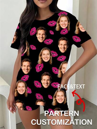 A Custom-Made Ladies' Nightwear Set-Suitable As Women's Spring Outfits-Includes Personalized Patterned Nightwear With Custom Designs. It Offers Custom Creation Based On Provided Images, Such As Portraits Of Men, Women, Children, And Pets, And Can Also Serve As A Gift. With Diverse Patterns In Bright, Cute, And Playful Colors, It Makes An Ideal Present For Boyfriends, Girlfriends, And Family Members.