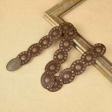 1 pieza Cinturón de mujer de PU con hebilla redonda para ojos hinchados, estilo bohemio de moda, adecuado para uso diario en verano, escuela en otoño, otoño y Halloween - Cafetería - Ver 8