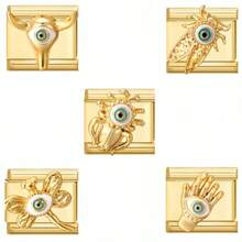 New European & American Style 3D Single Module Insect, Star, Moon Stainless Steel Pendant Bracelet Jewelry Making Kit, Suitable For All, Minimalist & Personalized Matching - Golden Evil Eye - View 7