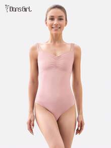 DonsGirl 1 Piece Women's Ballet Leotard With Double Straps - Corset Back & Cross Tie Design, Tight-Fitting For Dance/Gymnastics/Yoga, Performance Costume - 藕粉色 - 查看 4