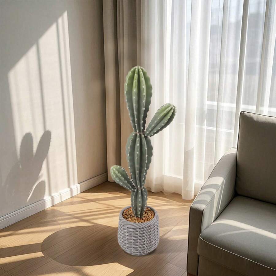 Artificial Cactus Plant, 87 Cm Tall, Artificial Realistic Texture Tall Potted Plant, Artificial Cactus Plants, Realistic Lifelike Artificial Cactus Plant For Home Office Decoration - Green - View 1
