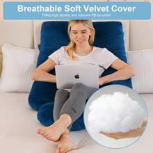 Pregnancy Pillow, J-Shaped Full Body Pillow, Nursing Pillow, Support And Pregnancy Pillow For Pregnant Women With Removable Cover - 藏蓝色 - 查看 4