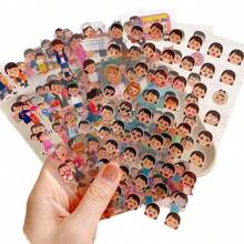 10pcs/Set Japanese Cartoon Character Stickers, Mini Figure Stickers, Japanese Expression Stickers, Retro Planner Style Phone Case Decorative Stickers, Diary Decorative Materials Die-Cut Stickers, Expression Mini Figure Die-Cut Labels, Creative Material Stickers, DIY Planner Stationery Sticker Set - Multicolor - View 2