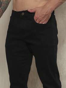 Men's Slim Fit Lycra Dress Pants With Built-In Pocket - màu đen - Xem 2