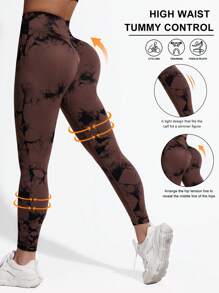 Women's Yoga Pants, Randomly Printed Seamless High Waisted Running, Fitness, And Sports Leggings