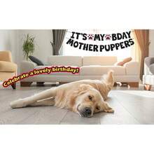 狗狗生日派对套装-爪印横幅，宠物狗主题生日派对装饰狗狗生日拉旗狗爪拉旗横幅