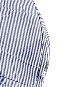 大码女式条纹长袖翻领纽扣衬衫，秋季款 - 藏蓝色 - 查看 5