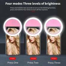 1 pezzo Luce di riempimento mini portatile a molletta, 28 LED circolari per live streaming, luce per selfie con tre modalità di illuminazione, per telefoni cellulari e computer, trucco, conferenze Zoom, live streaming, selfie perfetti e videochiamate, con batteria ricaricabile al litio da 150 mAh.