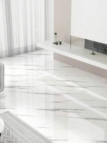 1 Roll 1.3mm Glossy Marble Pattern Self-Adhesive Vinyl Plank Flooring, 15.7x118.1 Inches, Vinyl Plank Flooring, Linoleum Vinyl Sheet Floor Covering, Waterproof & Wear-Resistant, DIY Installation For Room, Office, Kitchen (Marble Pattern, Black) - Multicolor - View 6