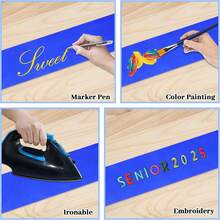 Customizable Elegant Blue Polyester Shawl With White Text - Suitable For Graduation Ceremony, Formal Events And Special Occasions | Customizable Text | Polyester