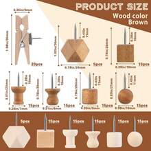 114 Pcs Wood Push Pins, 2 Colors And 7 Types Decorative Thumb Tacks Wooden Head Pin Map Tacks Marking Pin, Wood Thumb Tacks Decorative For Bulletin Boards Craft Projects With Storage Box - Mixed Colors - View 3