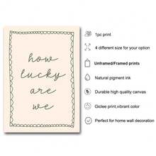 1 幅橄榄绿色无框/带框艺术画《我们多么幸运》墙面艺术海报帆布印刷简约每日提醒励志语录心理健康画，适用于宿舍、客厅、卧室、现代家居装饰