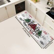 1pc Christmas Tree Pattern Washable Non-Slip Doormat, Suitable For Floor, Bathroom, Living Room, Entryway