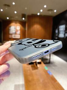 兼容 16、15、14、13、12、11 Pro Max/兼容三星/Redmi/OPPO/Infinix 系列，1 件时尚熊猫图案防震、防指纹、防摔金属按钮三合一 IMD 手机壳，银色 - 黑色 - 查看 6