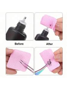1000/400/200pcs Nail Wipes - Professional Lint-Free Nail Polish Remover Pads, UV Gel Cleansing Tissues, Unscented Manicure Prep And Finish Nail Art Cleaning Tool(Pink) - Pink - View 2