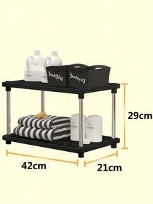 2/4 Tier Multifunctional Storage Rack, High Capacity Thick, Multi-Layer Storage, Space Saving, Sturdy Easy Installation, Suitable For Kitchen, Bathroom, Bedroom, Office, Garage | Open Shelving And Enclosed Cabinet, Bathroom Storage Accessories And Space Saving Design, Storage Rack, Organizing Shelf - Black - View 10