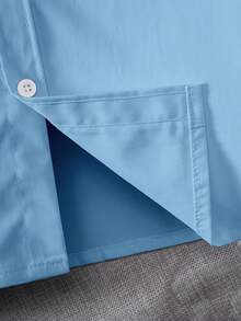 Tween Boy Classic Preppy Casual Party Pageboy Pocket Applique White Formal Long Sleeve Shirt - Baby Blue - View 7