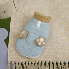 2 piezas Ropa de animal nueva para otoño/invierno, abrigo acolchado y abrigado, ropa para gato/perro, chaqueta cortavientos, ropa de algodón para gato, ropa de animal, ropa abrigada para gato, ropa con estilo británico con correa, pantalones babero nuevos y lindos, ropa abrigada para otoño/invierno