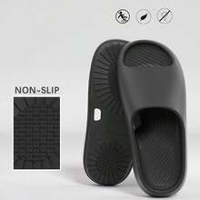ASHALI Women's Indoor Slippers, Bathroom Waterproof Anti-Slip Slippers, Couples Style - Black - View 2