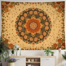 Boho Mandala Tapestry Wall Hanging Bohemian Floral Flower Medallion Tapestry Aesthetic Wall Art Large Green Yellow Hippie  Tapestries, Vintage Wall Decor Banner For Living Room Bedroom Dorm Home Decor(40x30inch/60x40inch/60x51inch/80x60inch) - Vàng Xanh Lá Cây - Xem 1