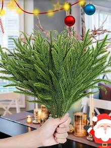 30/10/5 件人造松针树枝 DIY 礼品装饰绿植松针，假绿叶松针适用于 DIY 花环圣诞装饰和家庭花园装饰 - 綠色 - 查看 11