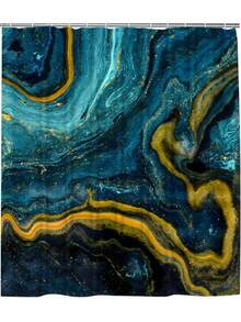 Marble Shower Curtain Sets, 66x72 Inch, Modern Abstract Bathroom Decor Accessories Shower Curtains For Bathroom With Hooks - Teal - 查看 3