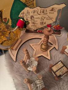 1 pieza Bandeja decorativa de madera artesanal con luna y estrellas, regalo minimalista para festividad - Multicolor - Ver 8