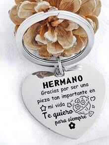 1pc Heart-Shaped Stainless Steel Keychain, Sibling Gift, Best Brother Metal Keychain, Gift For Men, Sibling Gift - Multicolor - View 4