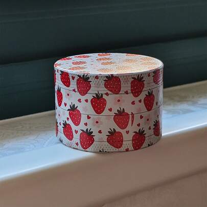 1pc 50mm 4-Layer Zinc Alloy Metal Grinder With Cute Red Strawberry Pattern, Smoking Accessory, Gift For Girlfriend, Holiday Gift