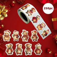 250 Rolls Of Santa Claus, Snowman, And Teddy Bear Stickers For Gift Wrapping, Cards, Envelopes, And Party Supplies (Christmas Tree 3) Christmas Christmas Decorations Christmas Pajamas Christmas Gifts Christmas Decor