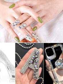 2000/800/400颗/包 树脂水钻,2mm-6mm 透明 AB 平底美甲钻,适用于 DIY 手工艺品、美甲作品、DIY 美甲装饰、美甲配件、手机壳、鞋子、衣服、工艺装饰、美甲宝石、美甲用品 - 無色 - 查看 4