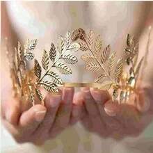 1 Băng đô lá cô dâu, Phụ kiện tóc cô dâu lá vàng, Vương miện đội đầu thích hợp cho tiệc cưới - Vàng - Xem 3