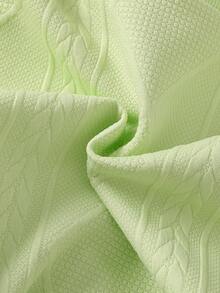 2 件套女婴时尚韩版休闲绿色花卉装饰纹理运动衫和不对称下摆裤子套装，秋冬 - 綠色 - 查看 8