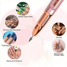 Professional Nail Drill Kit, USB Rechargeable Nail File Drill, 300mAh Lithium Battery High Capacity, Manicure & Pedicure Set, Home And Salon Nail File Kit, Nail Buffer Grinding Polishing Tools - Purple - View 8