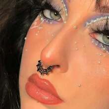 SENLANSP 1 件 316L 不锈钢独特蜘蛛网隔膜环/软骨/耳钉/耳夹珠宝/海螺穿孔/耳夹，恐怖万圣节珠宝，男女通用 - 鼻環 - 查看 8