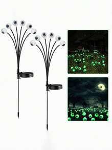 2pcs/4pcs Outdoor Solar Halloween-Themed Eyeball Lights, Green And Red 6-Eye Horror Eyeball Lights, Ghost Eye Lights, With Waterproof Box ABS Resin Sturdy Material + Stainless Steel Corrosion Resistance, Suitable For Garden Haunted House Decoration, Outdoor Courtyard Festival Home Decoration And Funny Lamp Posts, Lawn Garden Decoration And Wind Lamp Posts, Halloween Party Gift (300mah)