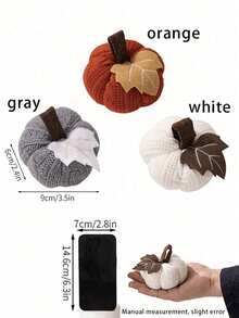 3pcs-Home Decorative Knitted Small Pumpkin, Handmade Knit Maple Leaf Pumpkins, For Thanksgiving And Harvest Festival, Can Be Used As Hanging Decoration Or Banner, Table Setting For Autumn Entertaining, Fall Wedding Centerpiece, Decorative Pumpkins, For Decorating Halloween,Christmas
