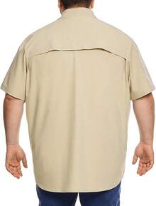 Big And Tall Men's Fishing Shirt With UPF 50+ Sun Protection - 卡其色 - 查看 10