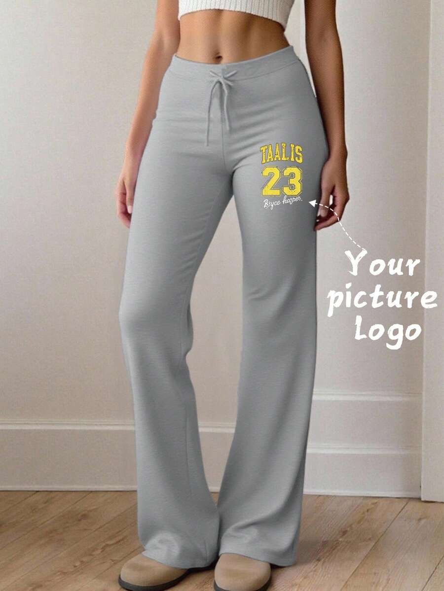 定制女士休闲运动裤，春夏秋冬四季皆宜。可定制图案/情侣/宠物/姐妹/自拍/全家福，品牌标识，节日礼物，惊喜礼物，生日礼物，结婚礼物，母亲节礼物，闺蜜礼物，周年纪念礼物，情人节礼物，女士礼物 - 淺灰色 - 查看 1