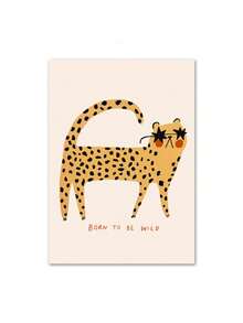 1 pieza Pintura en lienzo de arte de pared minimalista de dibujos animados de ratón, guepardo, conejo, oso o unicornio, pósteres y estampados nórdicos, decoración de pared para habitación de bebé y niños