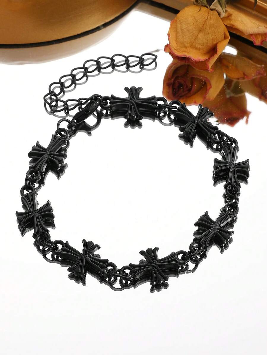 1 chiếc vòng tay nam phong cách cổ điển Punk Cross, thời trang mới chất lượng cao, quà tặng sinh nhật/đính hôn đa năng, thích hợp đeo hàng ngày - Màu Đen Súng - Xem 1