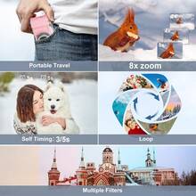 Digital Camera 8X Digital Zoom Cameras For Vlogging 2.4''IPS Screen Rechargeable Camera Photography Professional Camera For Teenagers, And Beginners With Card Reader, OTG, Support For Taking Photos, Recording Videos, And Webcam, For Thanksgiving Christmas And New Year Gifts.