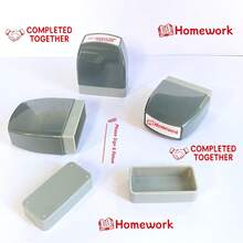 1 carimbo quadrado de professor com almofada de tinta autoentintada, inclui "Tarefa de casa concluída, assine e devolva", carimbo de professor recarregável adequado para professores, escolas, salas de aula, escritórios, impressão vermelha