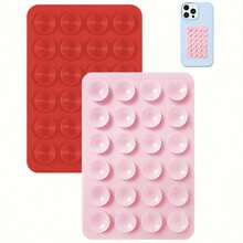 4pcs/Set Silicone Suction Cup Phone Holder, Waterproof Sticky Base Fit Most Phones, Selfie Video Universal Finger Grip, Black/White/Purple/Orange Colors; 2pcs/Set Black-Pink/White Colors