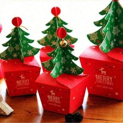 5/10 PCS Creative Christmas Tree Gift Box, Containing A Three-Dimensional Paper Christmas Tree - 3D Green Christmas Tree Decoration. Very Suitable For Christmas Gifts For Friends And Family, Exquisite Christmas Gift Boxes, And Christmas Party Decorations (Only The Box Without The Bell)