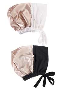 2件装头巾内衬帽 - 优雅缎面伊斯兰头巾，按扣设计，安全系带，适合女性，可用作化疗帽、睡眠帽、日常及特殊场合的头饰配饰，时尚头饰，佩戴舒适，适合女性穿着长袍。 - 顏色 - 查看 17