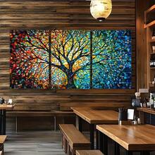 3er Set abstrakte botanische Art Deco Leinwanddrucke - Tinte auf Leinwand, Kiefernholzrahmen, Hochformat - Innen-/Außenwanddekoration für Wohnzimmer, Schlafzimmer, Büro, Küche, saisonales Frühlings-/Winterlandschaftsthema - Verschiedenfarbig - Übersicht 3