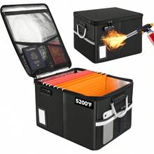 5200 ° F Fireproof Document Box, Fire Important Document Organizer With Lock, Upgraded Heat Insulated Filing Storage Cabinet Office Organization - màu xanh lá - Xem 1