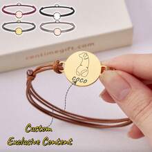 Custom Pet Name Bracelet For Women Personalized Pet Stainless Steel Adjustable Rope Round Bracelet Gift Jewelry