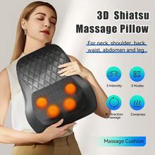 C-Shaped Back Massager With Heating Function, Built-In 2000mAh Battery, Massages Neck And Back, 3D Kneading Massage Pillow, Suitable For Back, Neck, Shoulder, Leg, Great Gift For Men, Women, Parents, Relaxation At Home, Office And Car - Black - View 4
